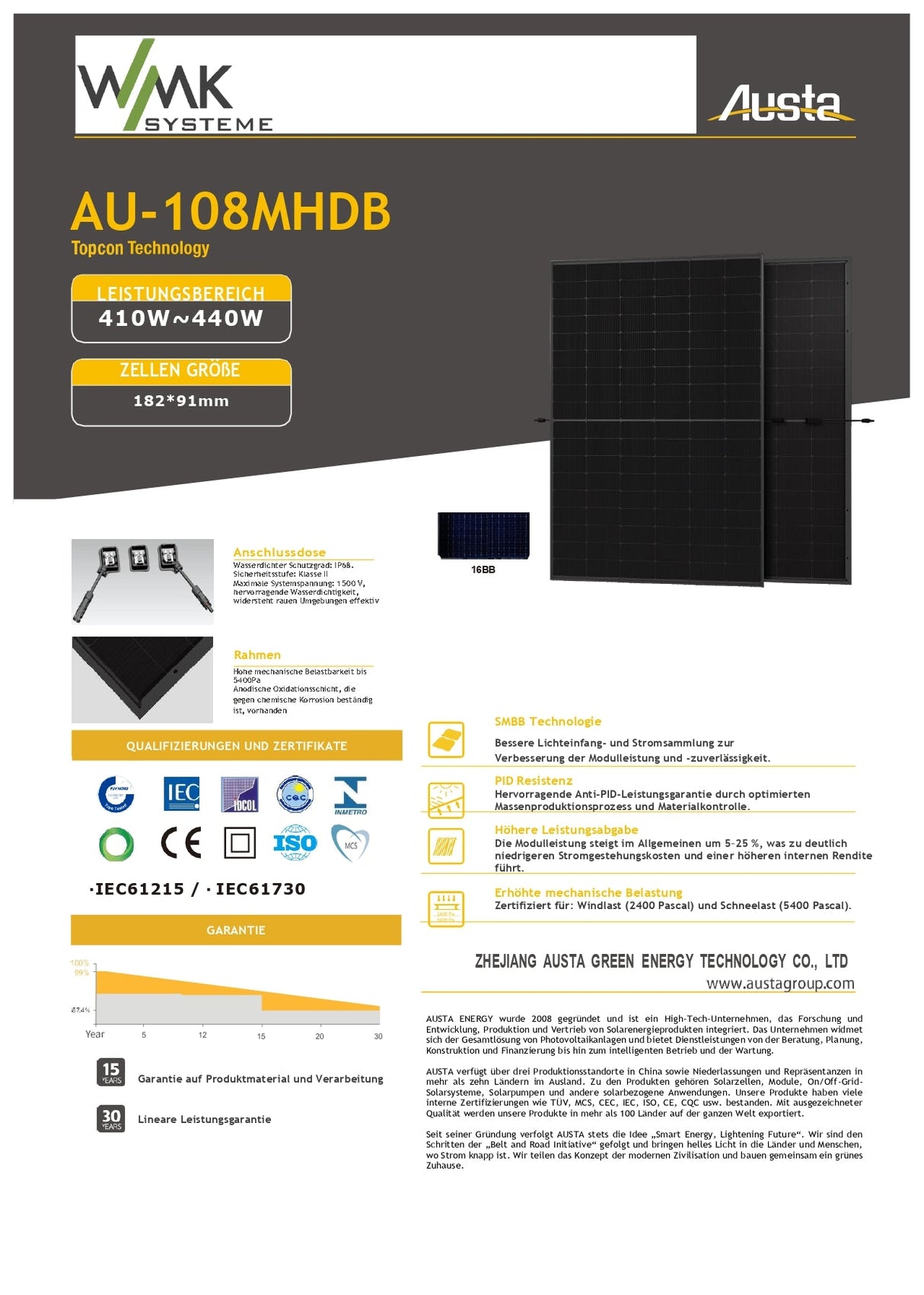 Balkonkraftwerk Set : Mikro-Wechselrichter HOYMILES HMS-1600-4T (Reduktion auf 800W möglich) + TOPCON BIFACIAL FB PV-Module 1760W