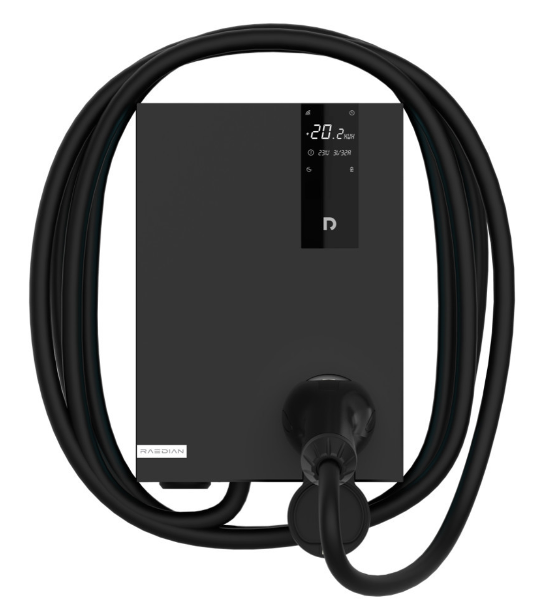 Raedian NEO 22-T5 AC Wallbox - Elektroauto-Wandladegerät | 22 kW - 1x32A | Typ 2-Kabel | Steuerung über Anwendung und RFID-Karte (reduzierbar auf 11KW)