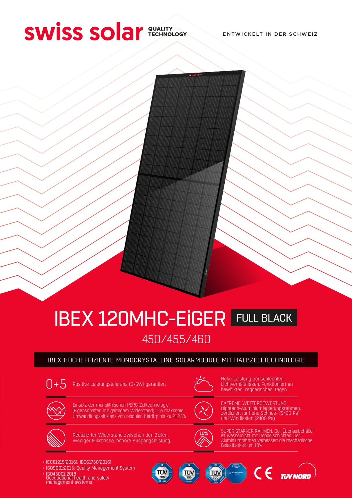 SWISS SOLAR PV-Module 450W IBEX 120MHC-EiGER FULL BLACK