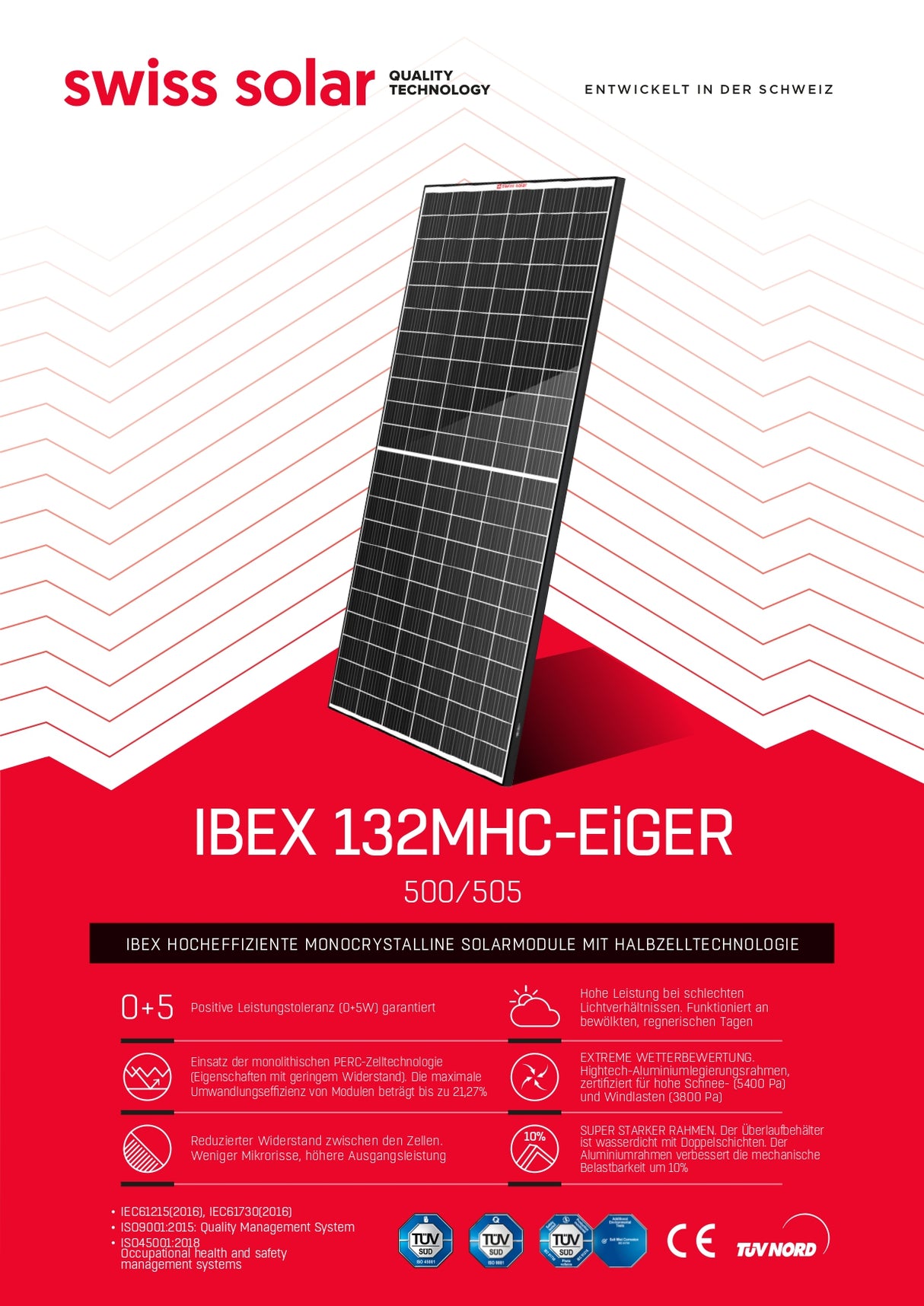 SWISS SOLAR PV-Module 500W IBEX 132MHC-EiGER BLACK FRAME