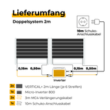 Lieferumfang Sunbooster VERTICAL+ 2 m Doppelsystem – Solarzaun-Balkonkraftwerk (744 Wp)