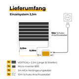 Lieferumfang Sunbooster VERTICAL+ 2,5 m Einzelsystem – Solarzaun-Balkonkraftwerk (474 Wp)