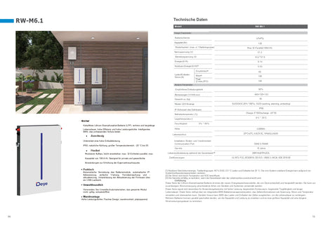 Deye Stromspeicher LiFePO4 RW-M6.1-B für Wandmontage 6,14kWh