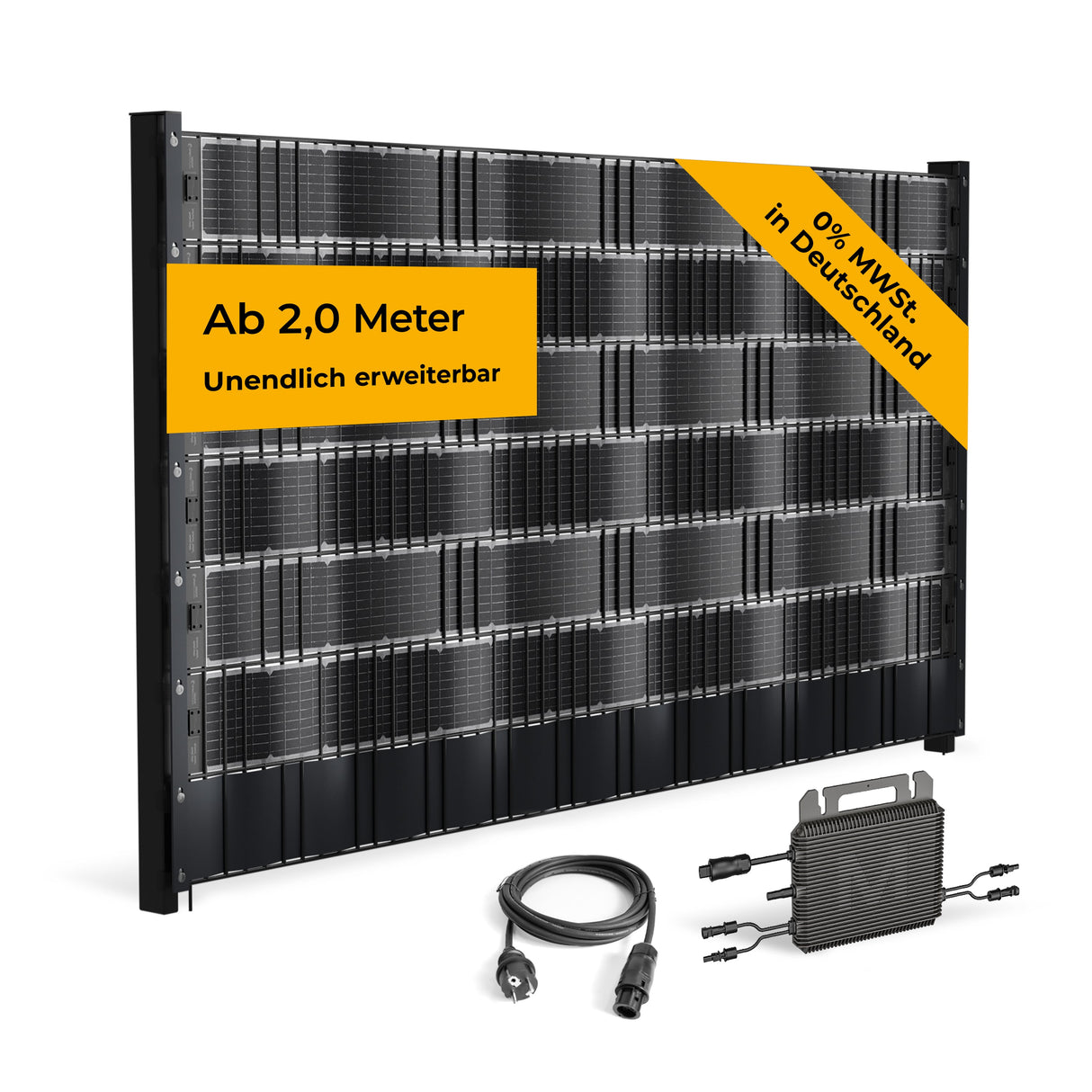 Sunbooster VERTICAL+ bifaziales Solarmodul am Doppelstabmattenzaun