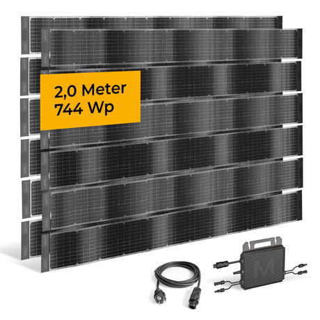 Sunbooster VERTICAL+ 2 m Doppelsystem – Solarzaun-Balkonkraftwerk (744 Wp) Produktdarstellung