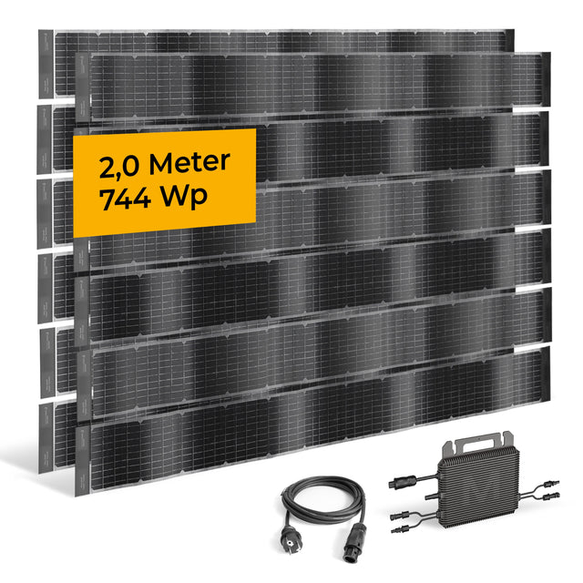 Sunbooster VERTICAL+ 2 m Doppelsystem – Solarzaun-Balkonkraftwerk (744 Wp) Produktdarstellung