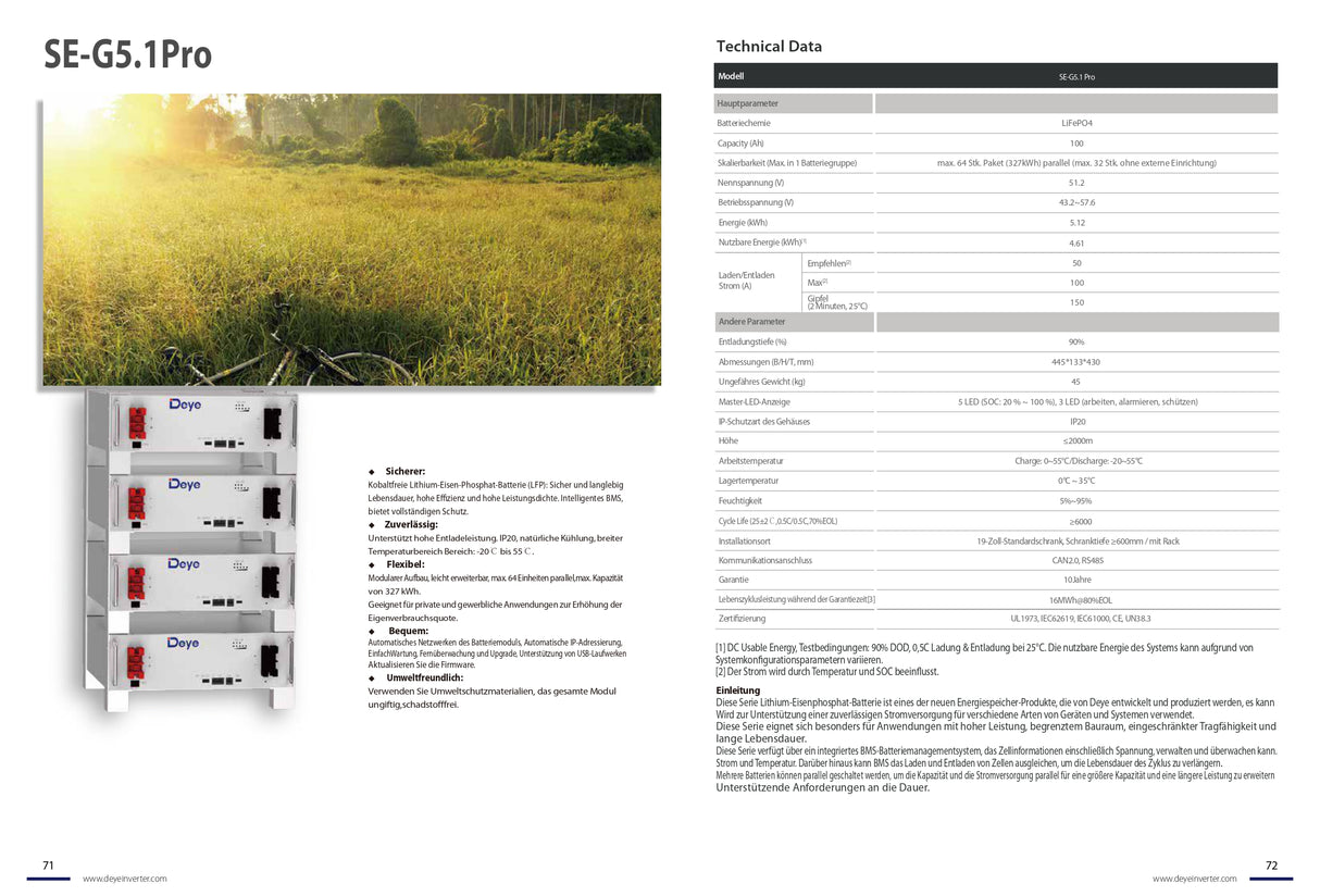 Deye Stromspeicher SE-G5.1 Pro-B (LiFePo4) 5,12kWh 51,2V