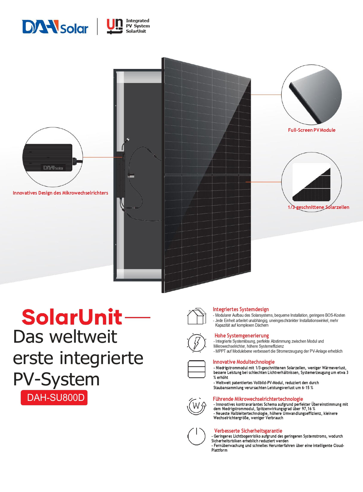 Balkonkraftwerk Set : "SolarUnit 800W" 800W~max.840W FullScreen von DAH Solar